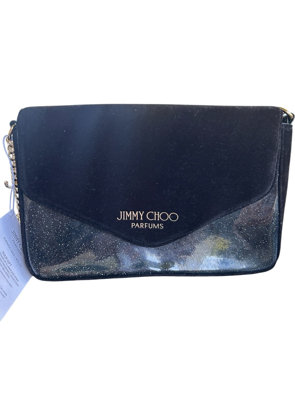 Jimmy Choo Parfums New gold tone chain crossbody bag purse with charm gift